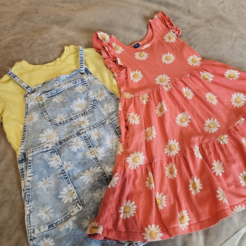 Floral Pink and Yellow Kids Dress Set